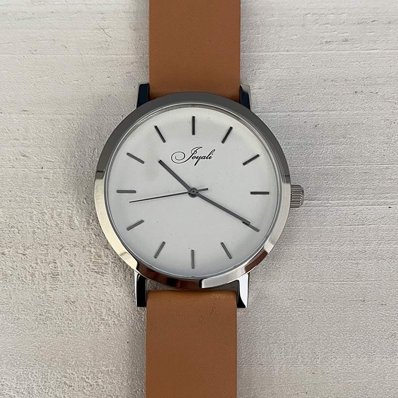 Silver With Light Tan Band Watch