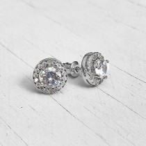 Round Cubic Zirconia Stud Earrings